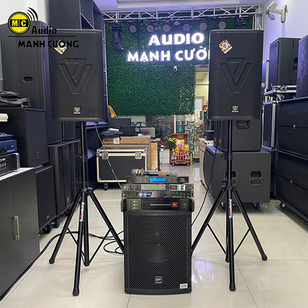 Combo Âm Thanh Full V7 TV-12, Sub 40 GF-158S, Đẩy 3 Kênh, Vang JD V5